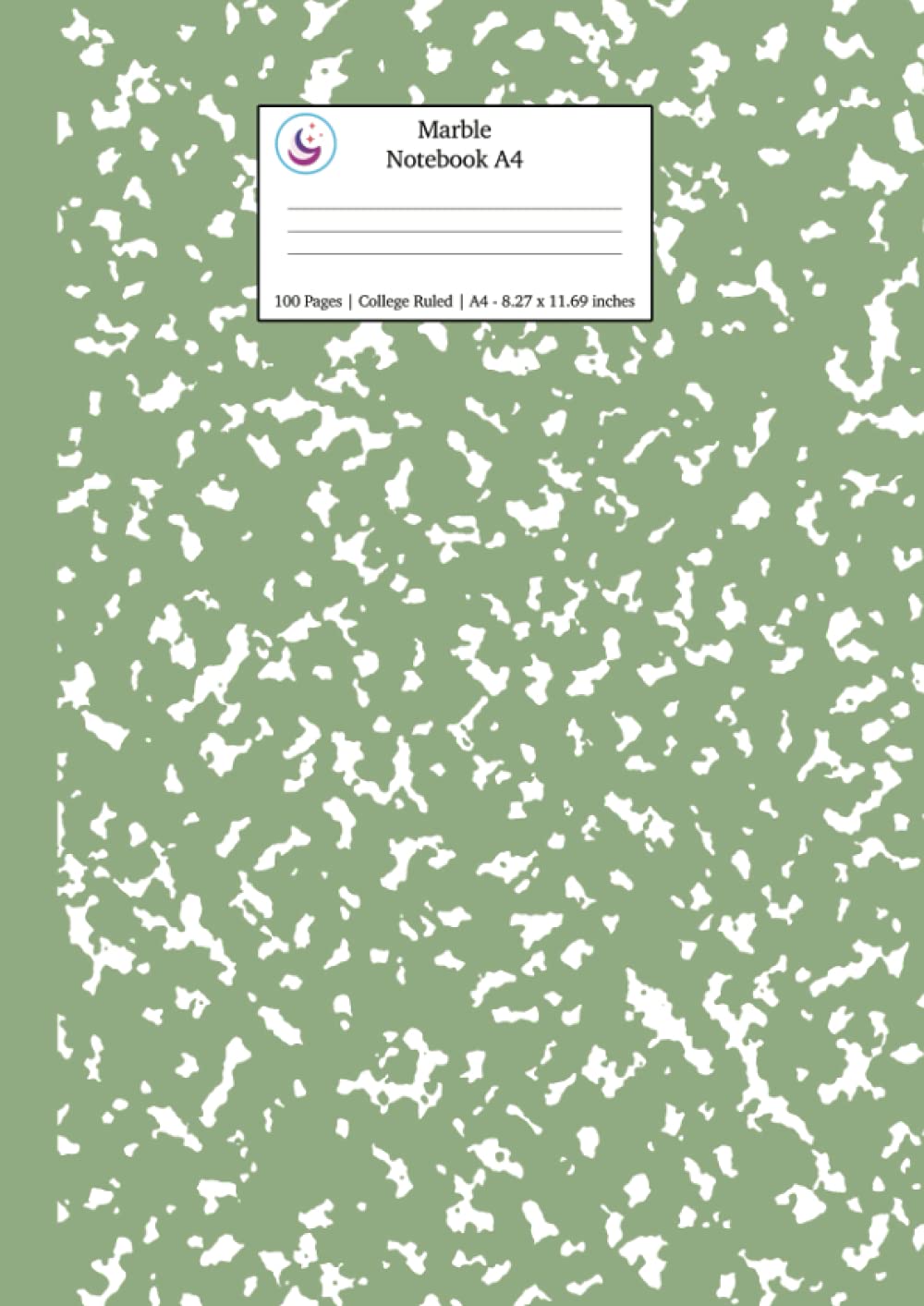 Marble Notebook A4: Sage Green Marble College Ruled Journal