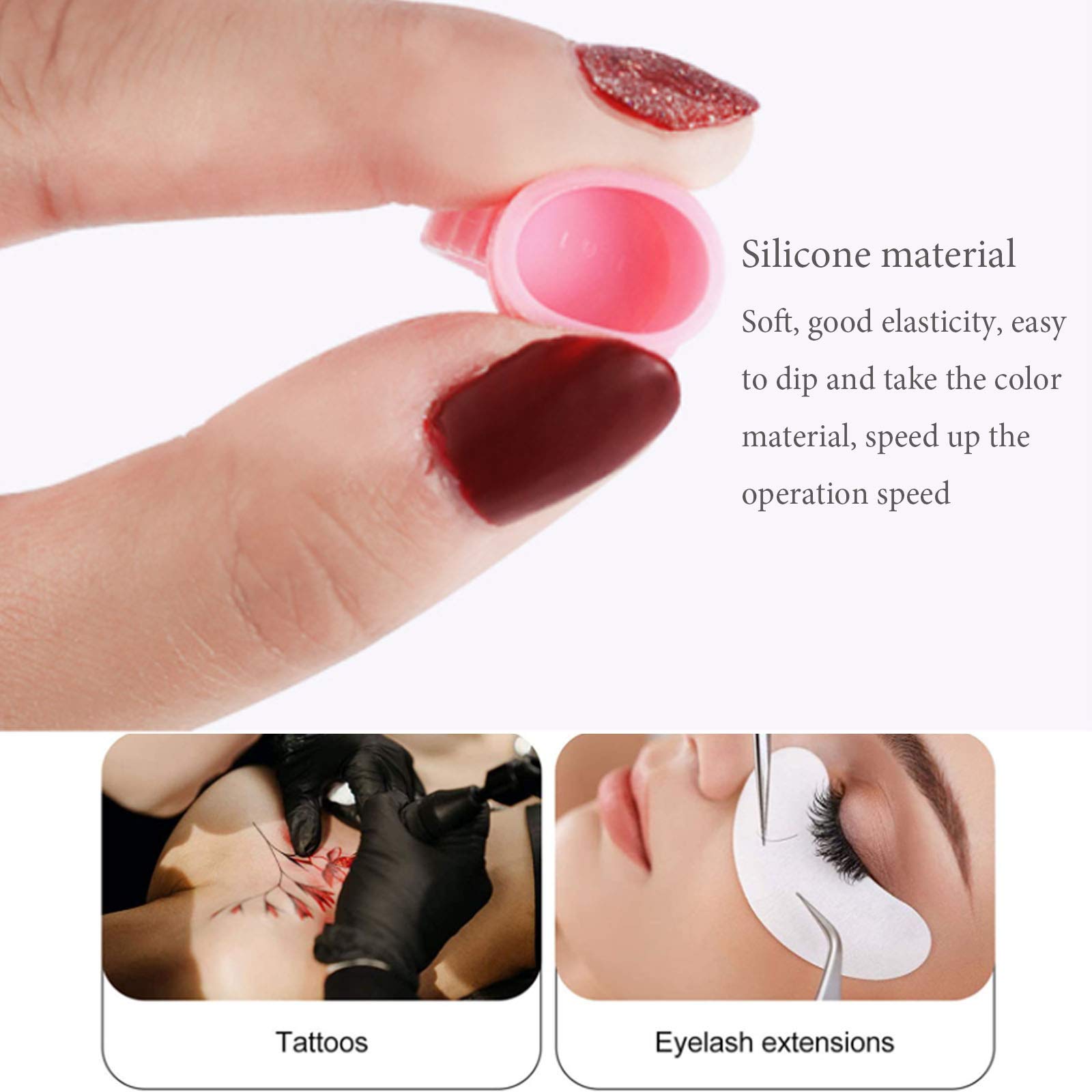 200 Stück Tattoo Ink Cups – Einweg-Ringbecher Mit Deckel, Auslaufsicher, Für Microblading & Wimpernverlängerung