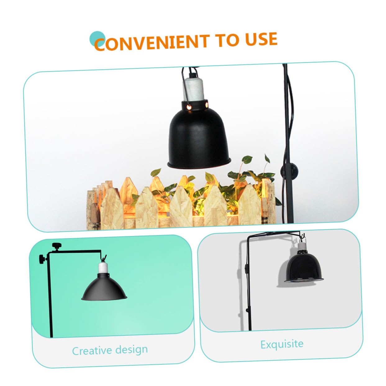 WOONEKY Supporto per Lampada per Rettili Regolabile Lampada Riscaldante per Animali Design Elegante