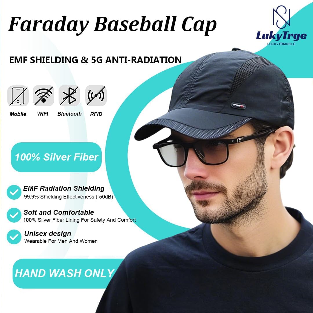 EMF Radiation Protection Cap,Anti Radiation Faraday Hat Blocking EMF Baseball Cap for Man Woman