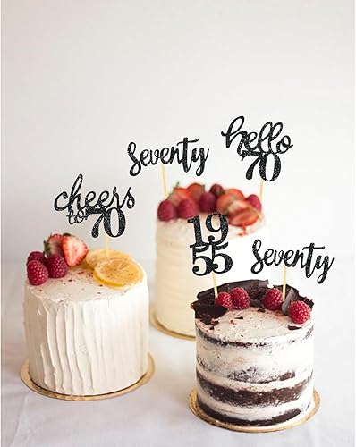 Miniatura 5 de 24 adornos para cupcakes con purpurina para cumpleaños número 70 para celebrar 70 cumpleaños, decoraciones para fiestas de cumpleaños de setenta