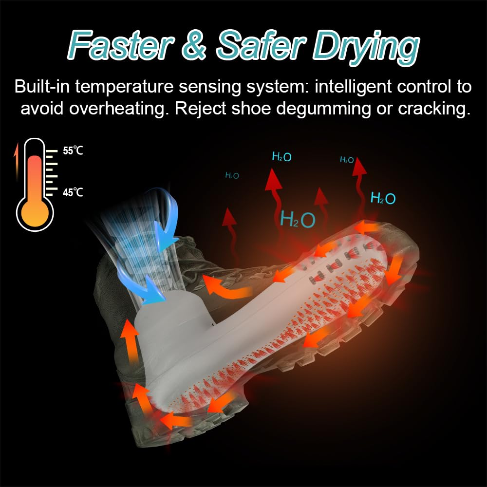 Home Care Wholesale Asciugascarpe e deodorante elettrico - Asciugascarpe da Calcio con timer, Asciuga Scarponi Da Sci, ventola incorporata | Nessun rumore | Spina UE