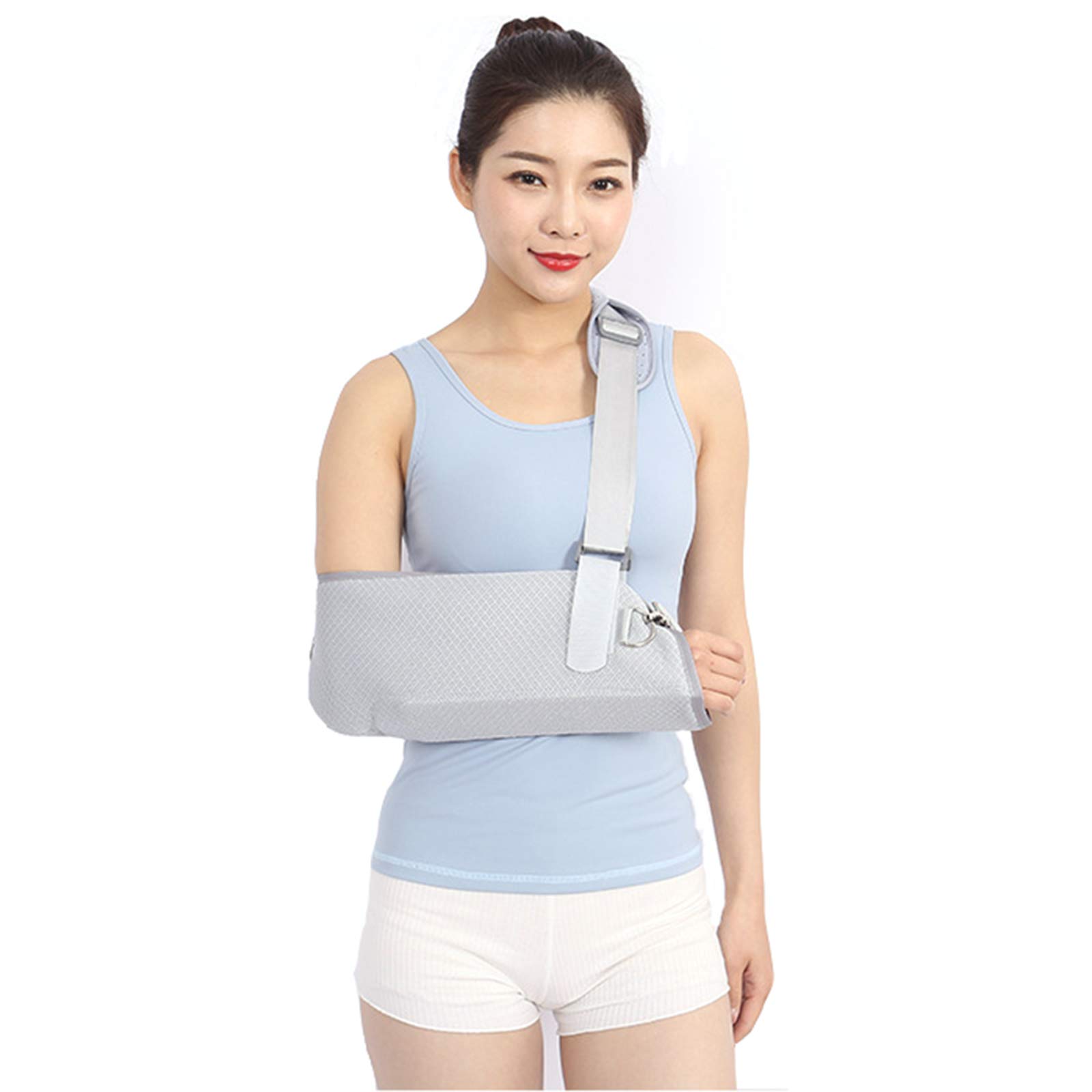 Cabestrillo para brazo con diseño ergonómico, correa dividida y pretina con soporte de placa de ABS para codo de brazo fracturado roto, correa de hombro ajustable, universal para brazos izqu
