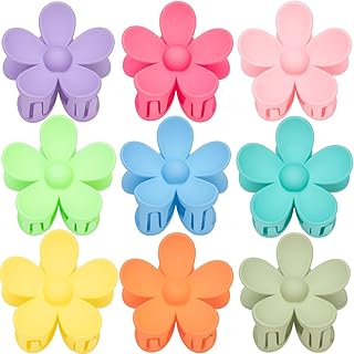 Claw Clips, 9 PCS Matte Flower Claw Clips, Large Hair Claw Clips For Women Thick Hair, Non Slip 9 Styles Strong Hold Metal Claw clips Hair Clips for Women Thick Hair & Thin Hair, Large Claw Clips