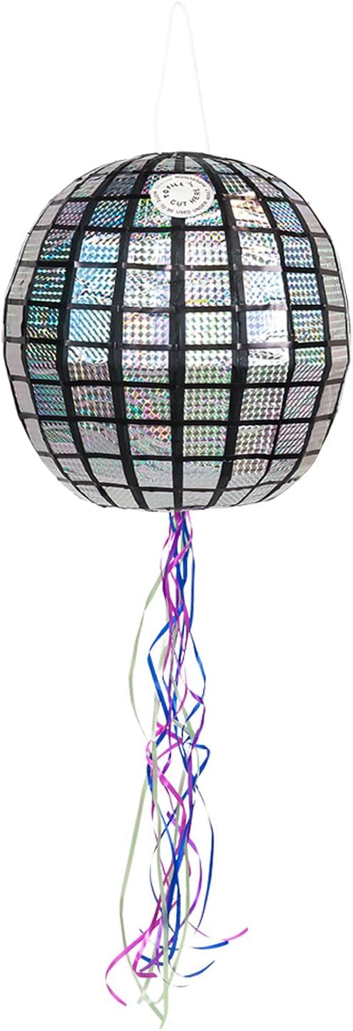 Boland 30948 Pull Pinata Disco Ball, Diameter 30 cm, 20 Pull Ribbons, for Filling, Party Game, Children's Birthday, Birthday Games, Gift, Gift Idea, Surprise