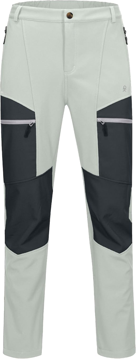 Little Donkey Andy Men's Fleece Lined Hiking Ski Snow Pants, Winter Windproof Softshell Pants, Warm and Water Repellent