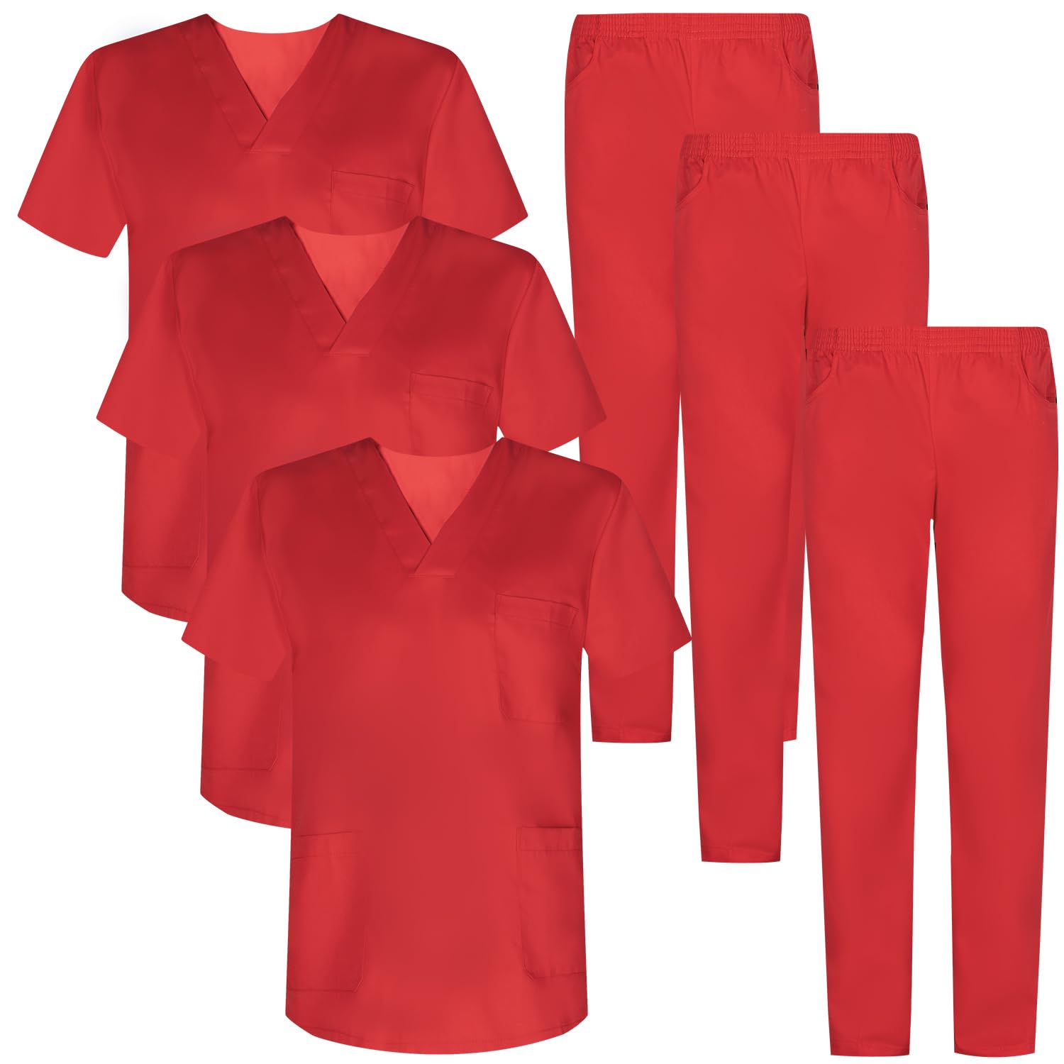 MISEMIYA Unisex Pack 3 Pcs-Uniformes Sanitarios Uni Mz-3-817-8312 3er Gesundheits, Rot, 4XL
