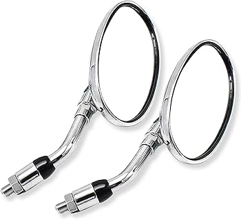 バイクミラー シルバー 金属製 角度調整可能 Amazon | UP-BASE バイク ミラー オーバル ショートミラー