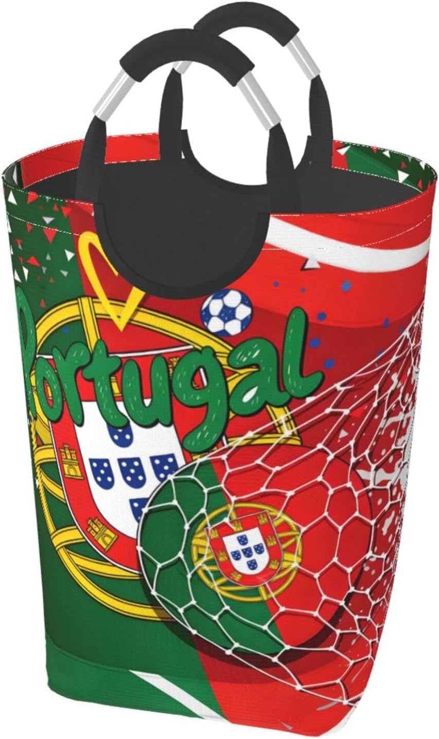 Love For Portugal 2026 Foldable Dirty Laundry Bag, Waterproof Oxford Fabric With Pe Board Base, 50l Capacity For Home & Travel