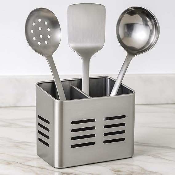 LS Kitchen - Cutlery Drainer - Stainless Steel Cutlery Holder - Kitchen Utensil Holder