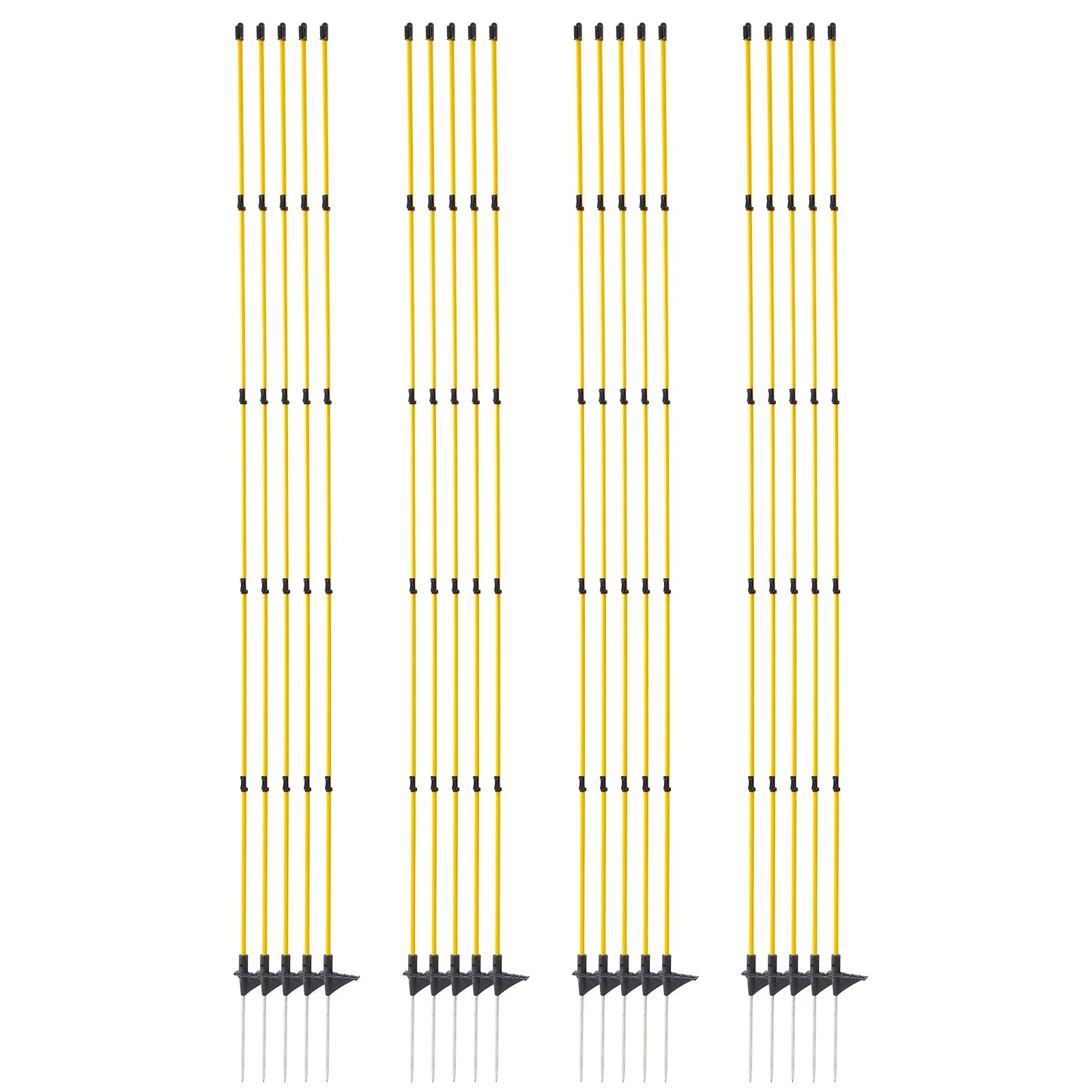 80 Inches Electric Fence Posts Fiberglass Step-in 20 Pack, Temporary Fence Stakes with Adjustable Clips for Livestock, Garden, Farm Protection