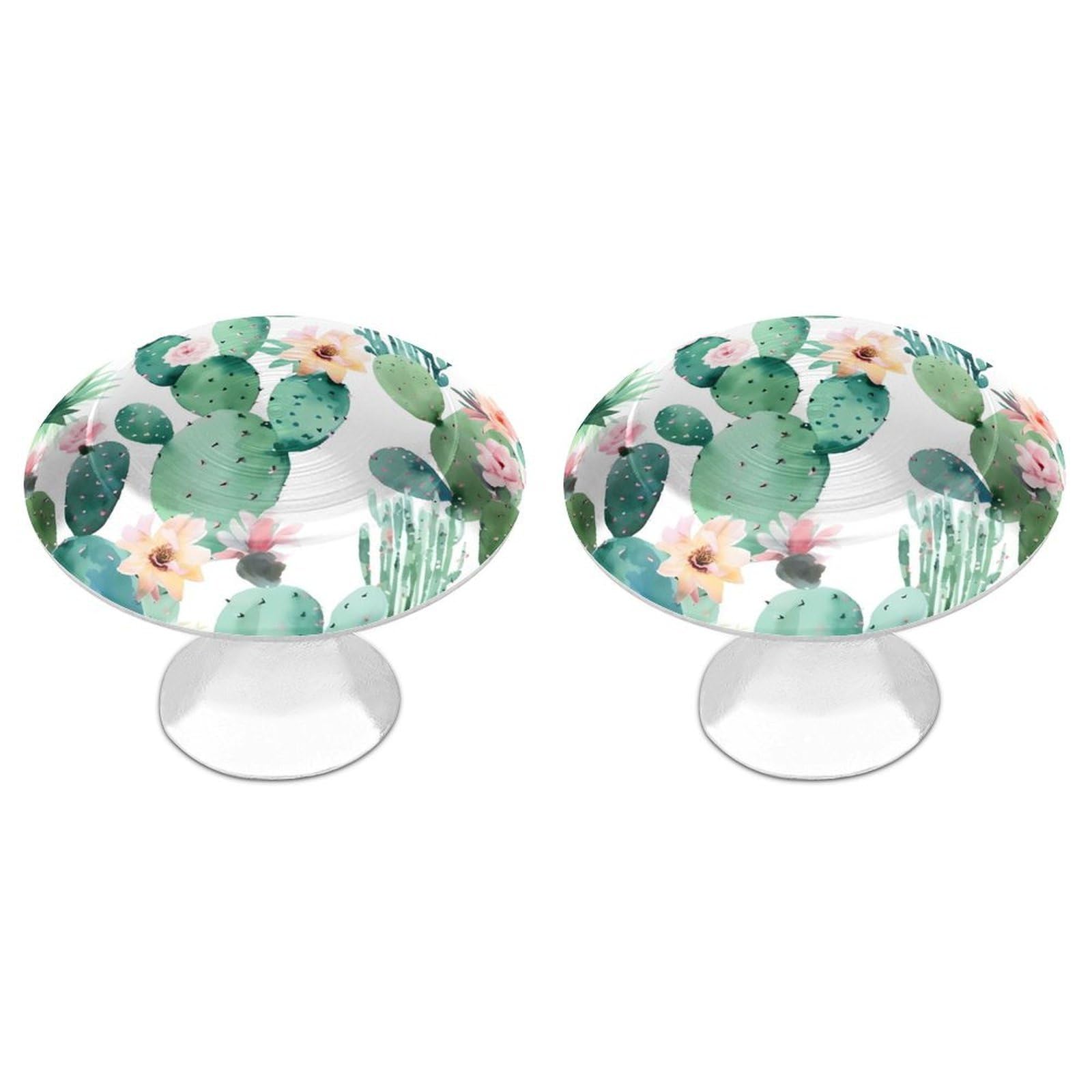 NTVOWPZO Cabinet Handles Round Drawer Pulls Cactus Pattern Dresser Knobs for Cabinets and Drawers Handle for Bathroom Cupboard Drawers Cabinet Pulls for Kitchen Door
