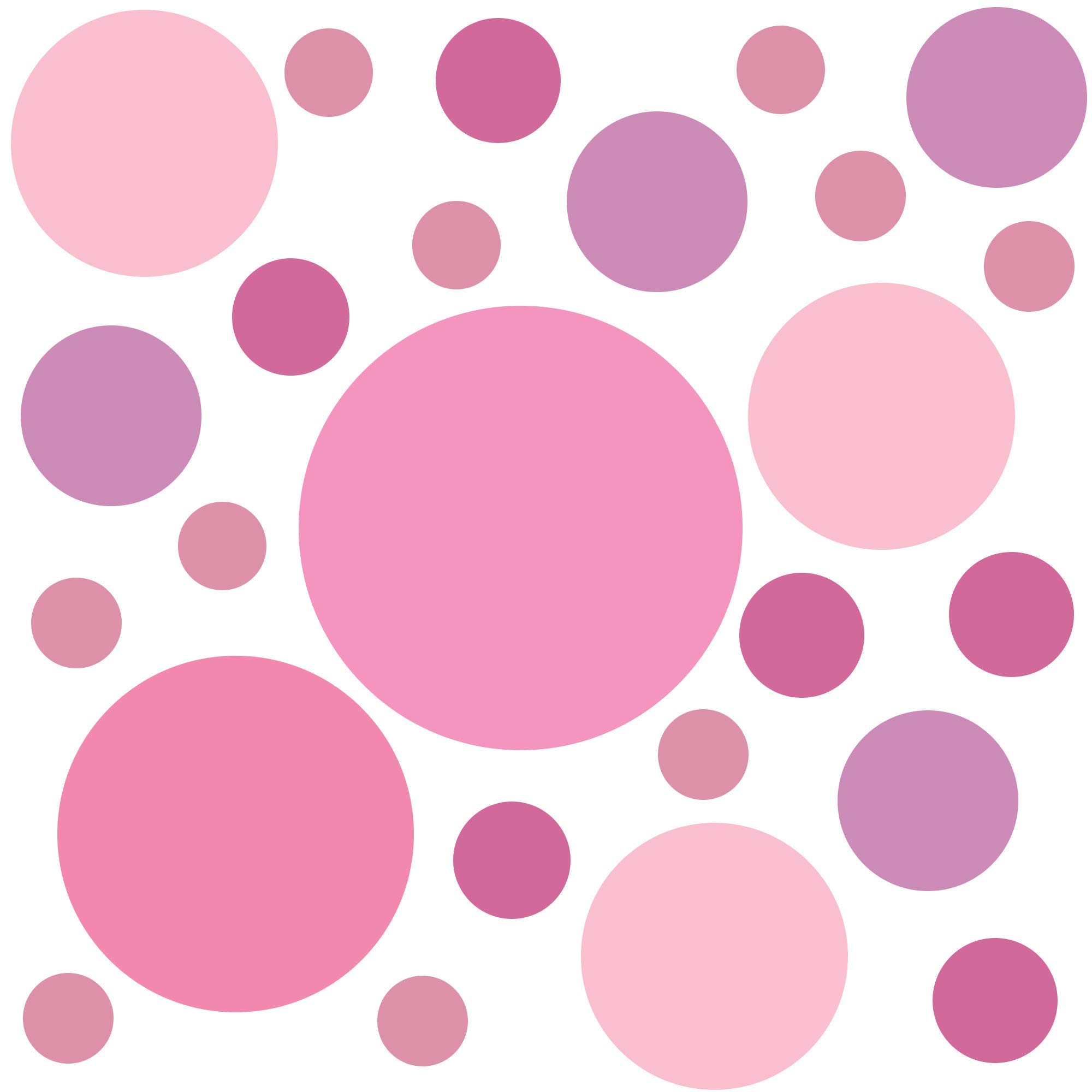 PREMYO Set of 30 Dot Wall Stickers Kids - Nursery Decor Easy to Apply - Decals for Bedrooms for Girls Boys Patell Pink