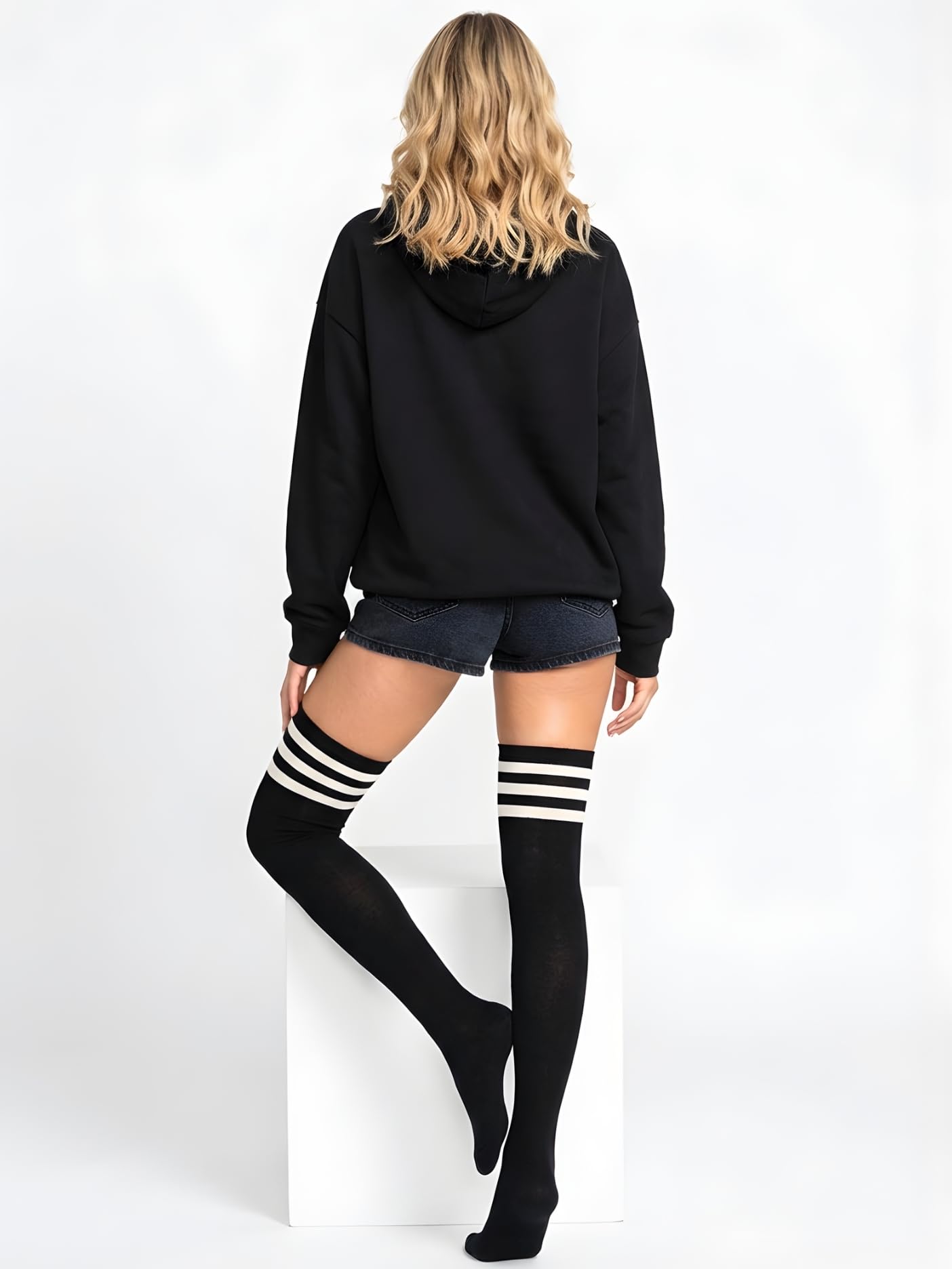 Xs and Os Women Striped over the Knee High Socks 3