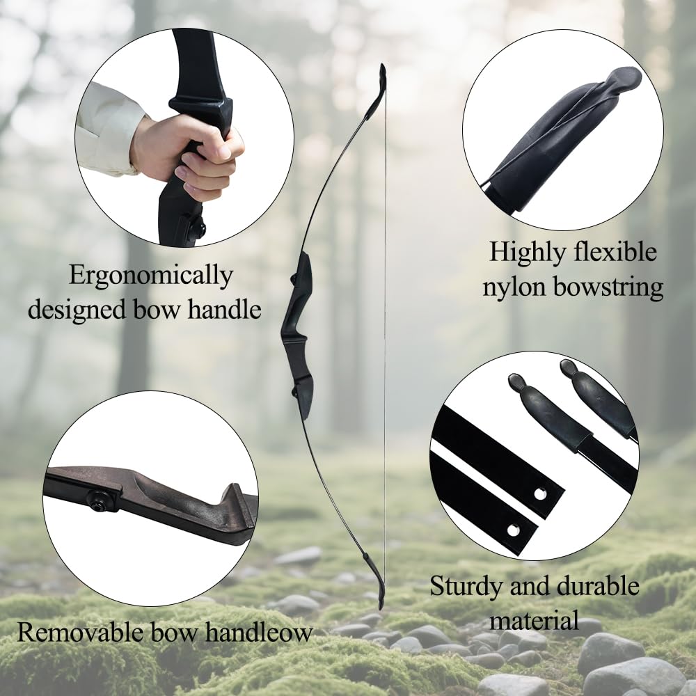 Set Arco e Arrow Recurve per Adulti, Set Tiro con Arco Recurve Archi Takedown 40 libbre per Principiante e Gioventù per Premi all'aperto da Backyard