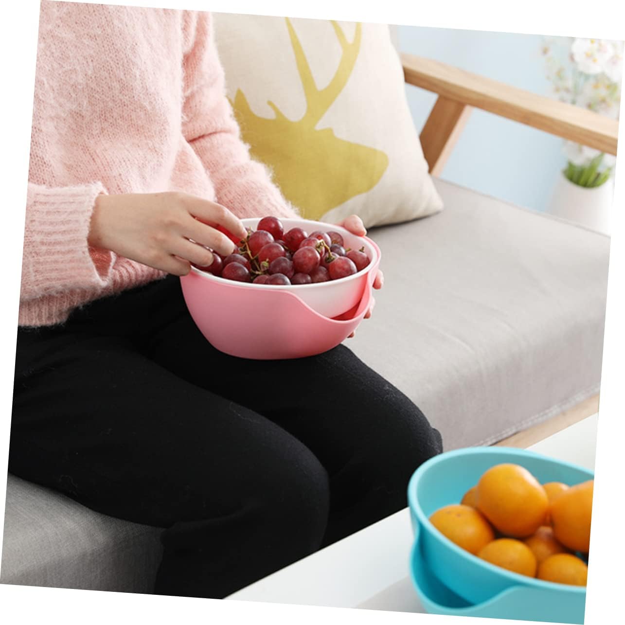 COLLBATH Snack Bowl with Shell Holder Double Dish Nut Bowl for Pistachios Sunflower Cherries and Candies Random