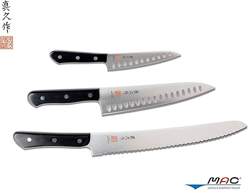 Miniatura 2 de MAC Knife Chef Series - Juego de cuchillos de inicio de 3 piezas CHEF-32 TH-80 Chef Series 8 pulgadas cuchillo de chef con hoyuelos TH-50 Chef
