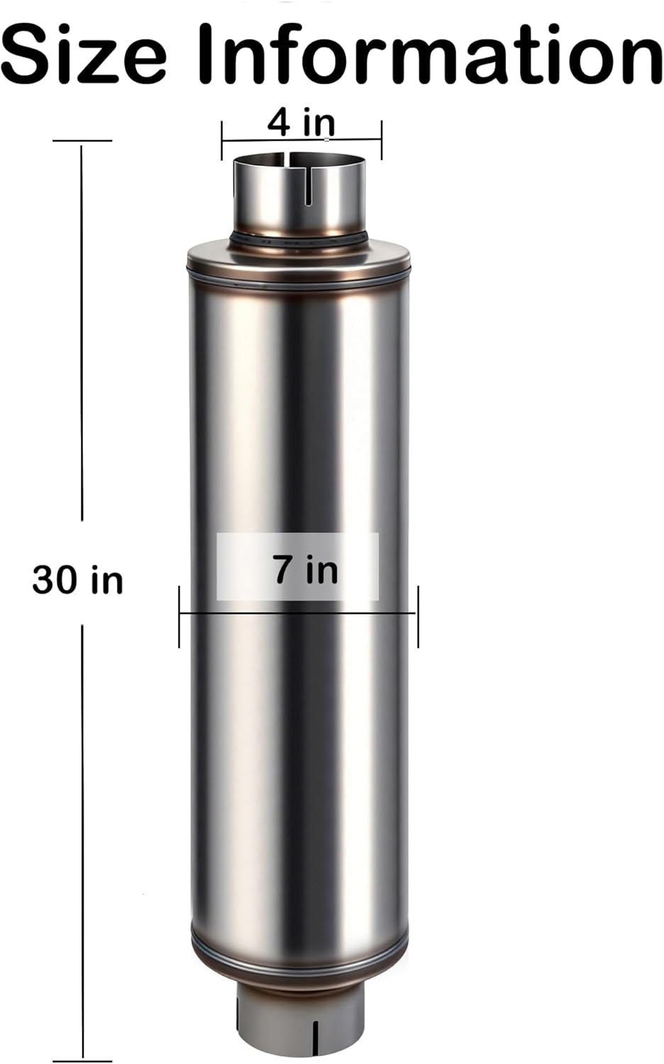 4 Muffler, Universal 4 In muffler- Performance Exhaust Stainless Steel Straight-Through Design for Cars and Trucks, Deep Aggressive Sound