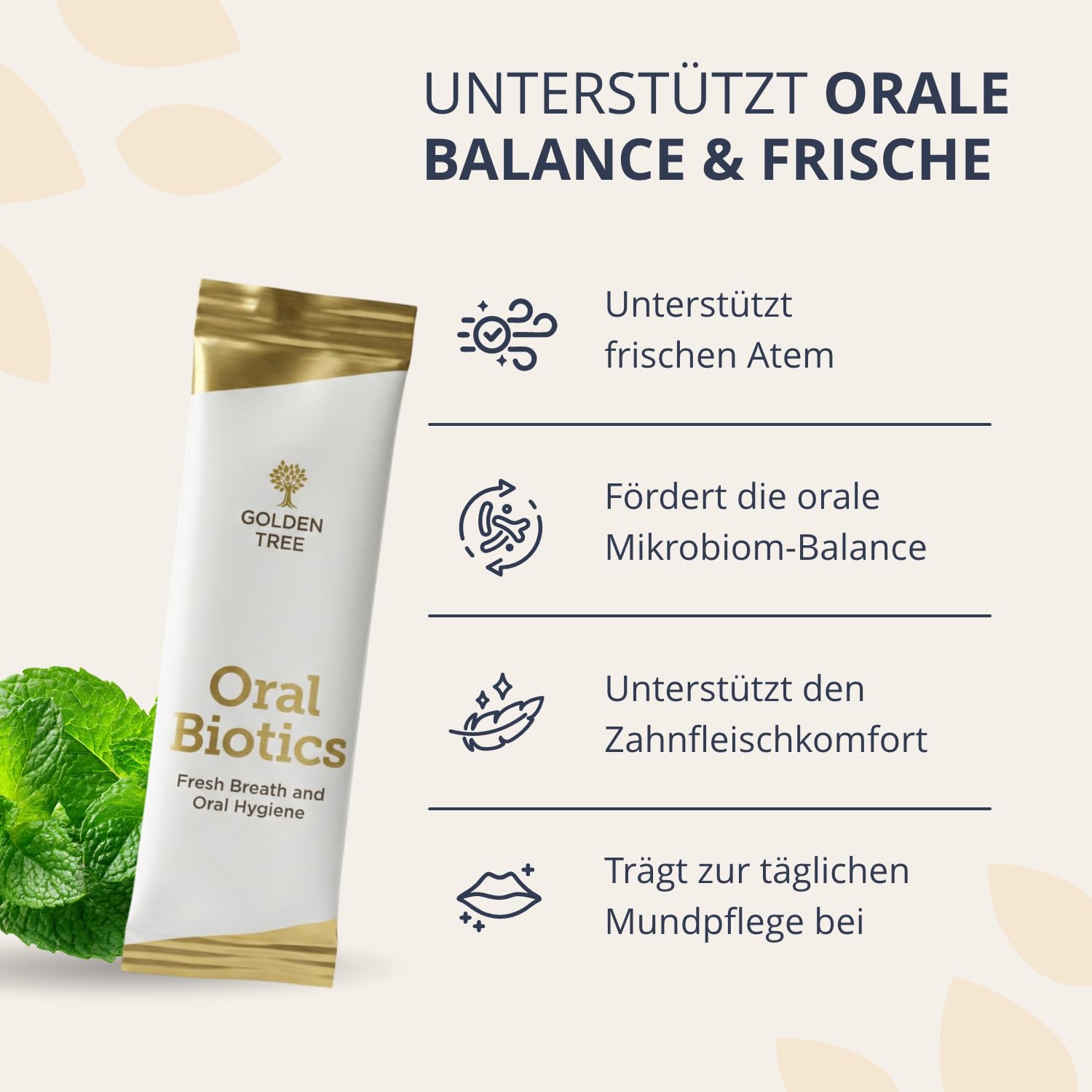 Golden Tree Oral Biotics – Bakterienkulturen für die Mundpflege, 30 Sachets | 7 Milliarden KBE pro Portion, 5 Bakterienstämme, Mundpflege-Sachets