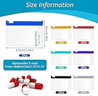 Vista 3 de 14 bolsas organizadoras de píldoras #1, adecuadas para bolsas de almacenamiento de píldoras A6 y A7, bolsas de almacenamiento de píldoras de hojas