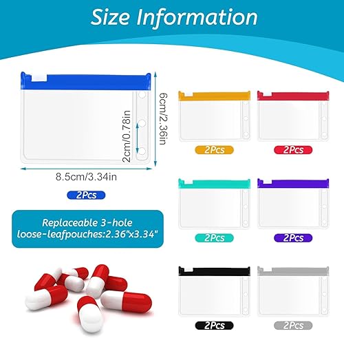 Miniatura 3 de 14 bolsas organizadoras de píldoras #1, adecuadas para bolsas de almacenamiento de píldoras A6 y A7, bolsas de almacenamiento de píldoras de hojas