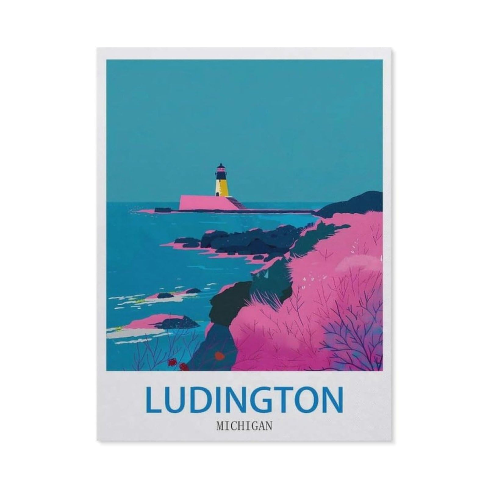 Beayodkp （40 X 50 Cm/15.74 X 19.68 Inches） Diamond Painting，Ludington Michigan，Full Round Diamond Embroidery Kits Cross Stitch Crystal Rhinestone Pictures Arts Craft Home Wall Decoration-Ci26
