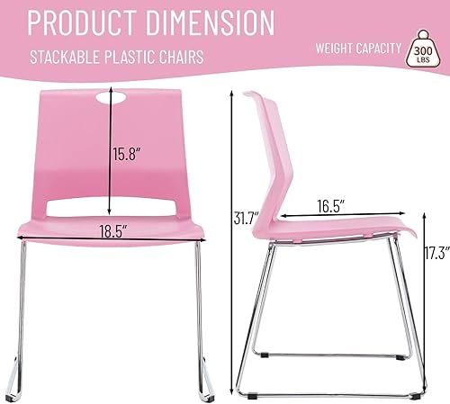 Miniatura 3 de Juego de 4 sillas de comedor modernas, apilables, para sala de conferencias, sin ruedas, silla de invitados de oficina, sillas de recepción sin