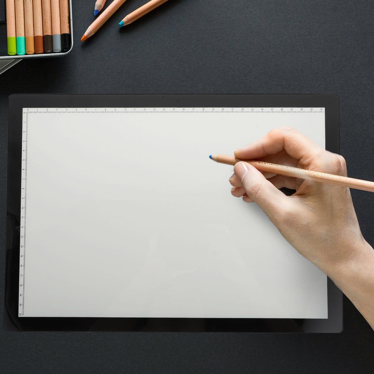 JOINPAYA A4 Adjustable Copying Writer Board with Magnetic Clip, Rechargeable LED Sketching Drawing Pad for Artists, Black Dimmable Light Box for Tracing and Drawing