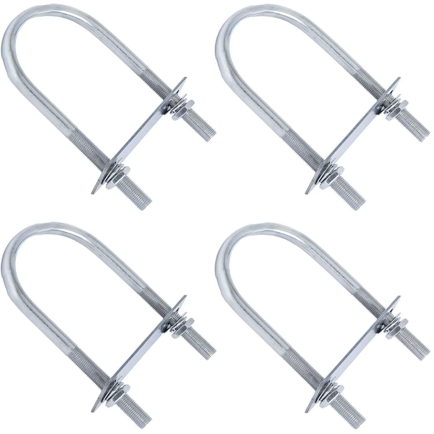 4 Sets Round U-Bolts, 1.0 inch Wide Stainless Steel U Clamp Bolts with Frame Plates and Nuts for Automobile, Wood, Tube, Boat Trailers (M8 x 25mm x 70mm)