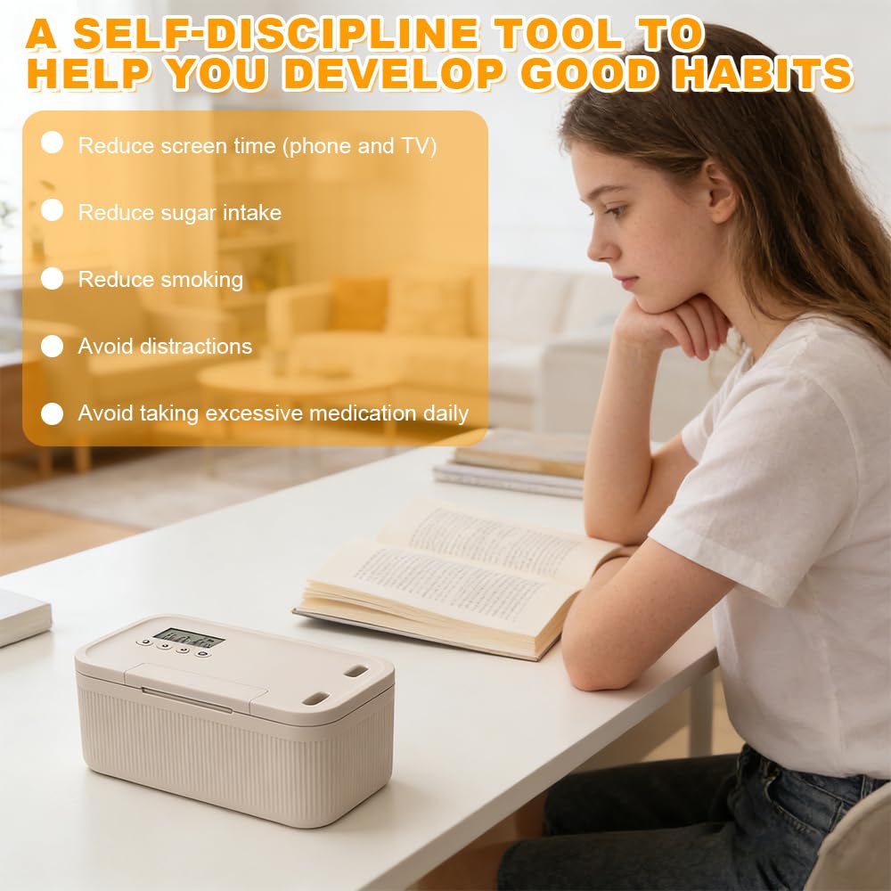 Caja de Seguridad con Temporizador, Timed Phone Lock Box con 2 Modos de Trabajo, Caja de Seguridad para Teléfono Móvil, Ideal para Teléfonos, Snacks, Medicinas y Control de Hábitos