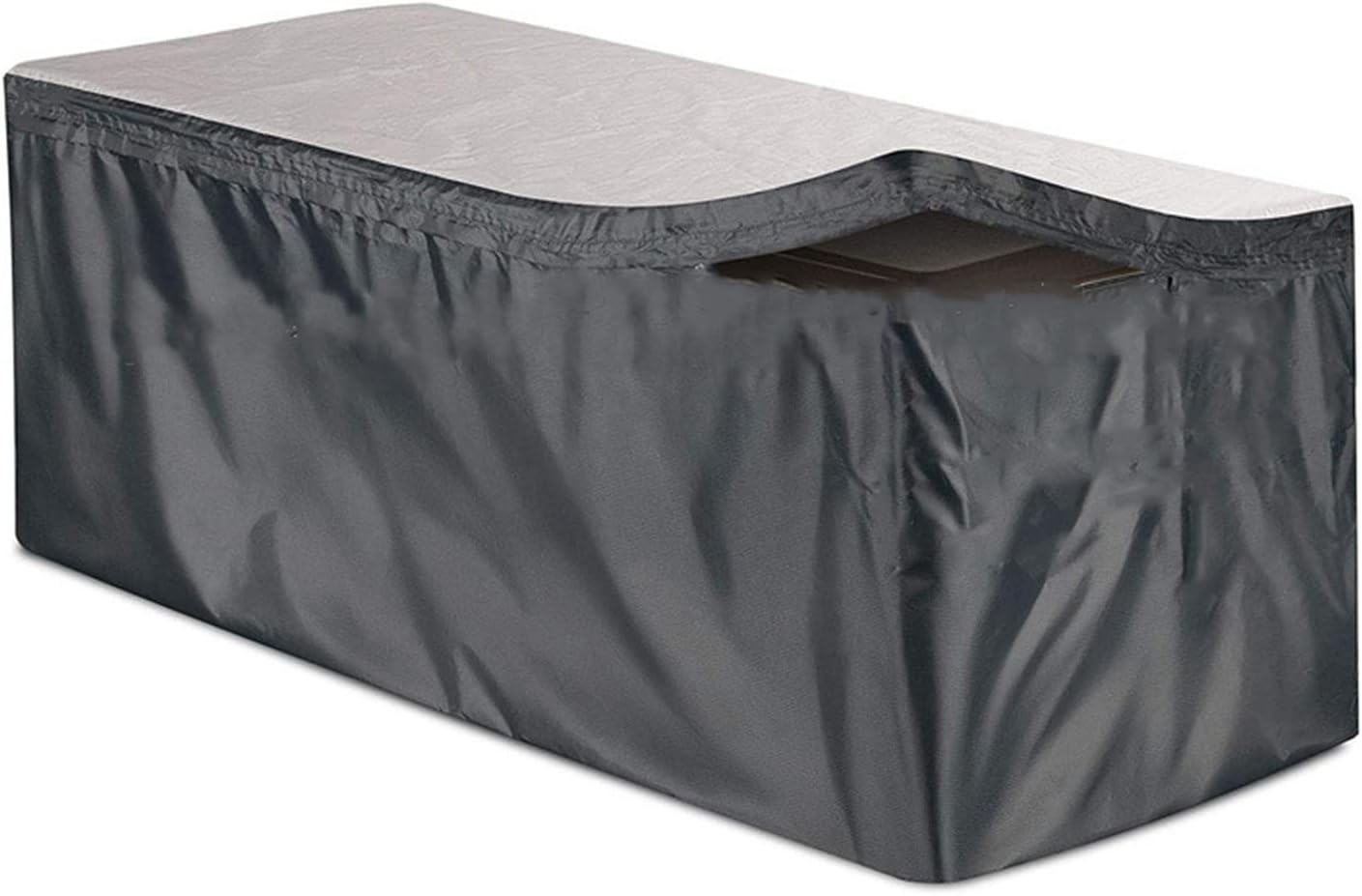 LWT Deck Box Cover with Zipper, Waterproof UV Protection Deck Boxes Protect Case Outdoor Storage Garden All Purpose Protective Covers Full Protection,Gray,L