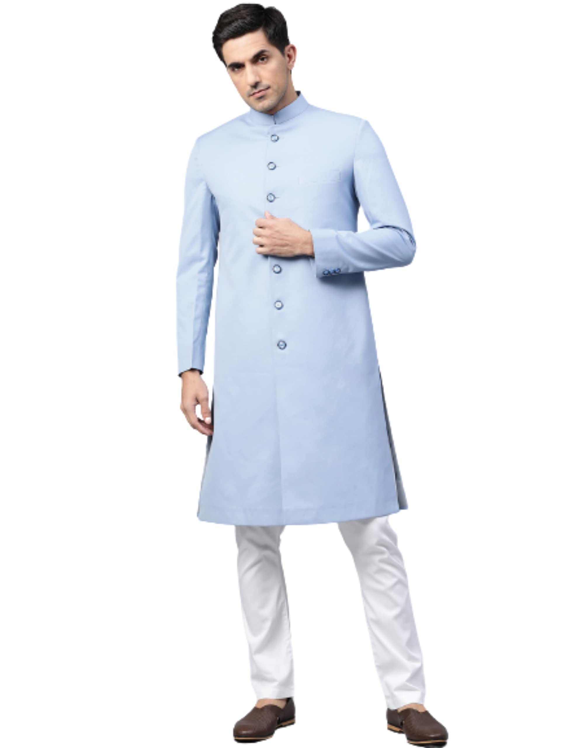 Sherwani Set for men Light Blue with Pant for party and wedding-image-25