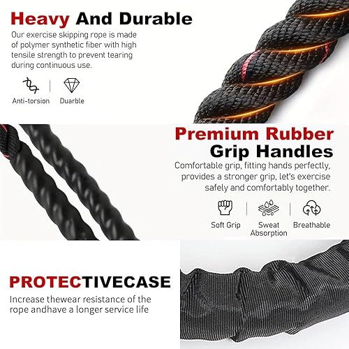 Miniatura 4 de Weighted Jump Rope for Men and Women, 2.8lb Adult Heavy Skipping Rope, Jumprope for Fitness,Workout Equipment, Fitness Equipment for Home Gym