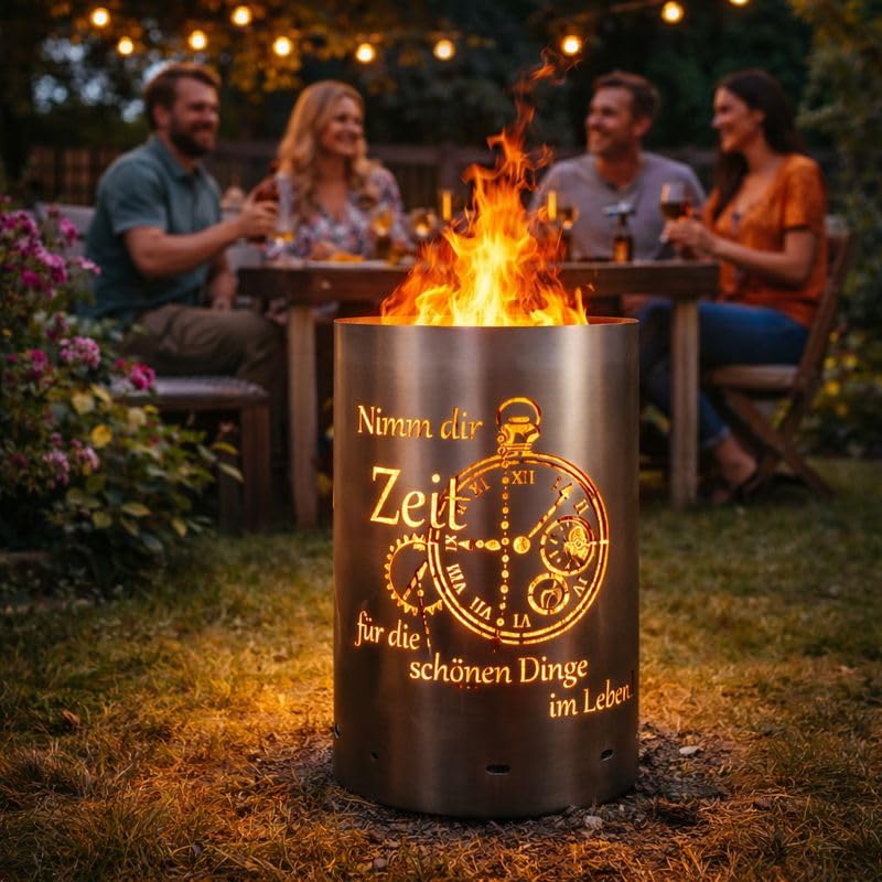 Feuertonne Feuerkorb mit Zeit Motiv - Nimm dir Zeit für die...