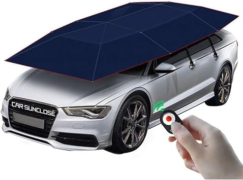 Movable Carport, Universal Car Sun Shade Umbrella Cover Tent, Fully Automatic Folding Remote Control, Car Umbrella with Removable Battery, Portable Auto Protection Sunshade,Navyblue-4.5x2.3m