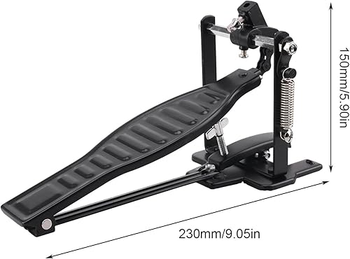 Miniatura 6 de Pedal de batería de aleación de aluminio negro para niños, conjunto de pedal de batería con palillo batidor de tambor y llave de tambor