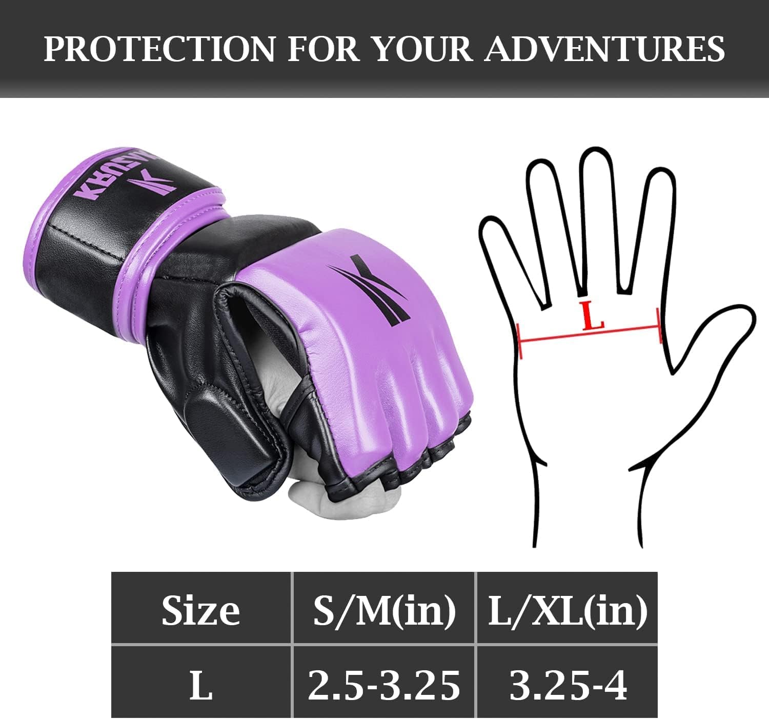 Kruzak MMA Gloves, Men and Women’s Half-Finger Boxing Mitts, Hand Wraps with Open Palms for Grappling, Kickboxing, Sanda, Sparring, Muay Thai