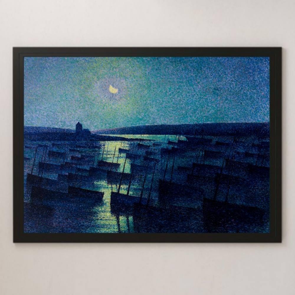 昭和レトロ 水彩画 晩秋の船形 絵画 アート インテリア 風景画 レトロ Amazon.co.jp: リュス『カマレ、月夜と漁船』絵画 アート 光沢