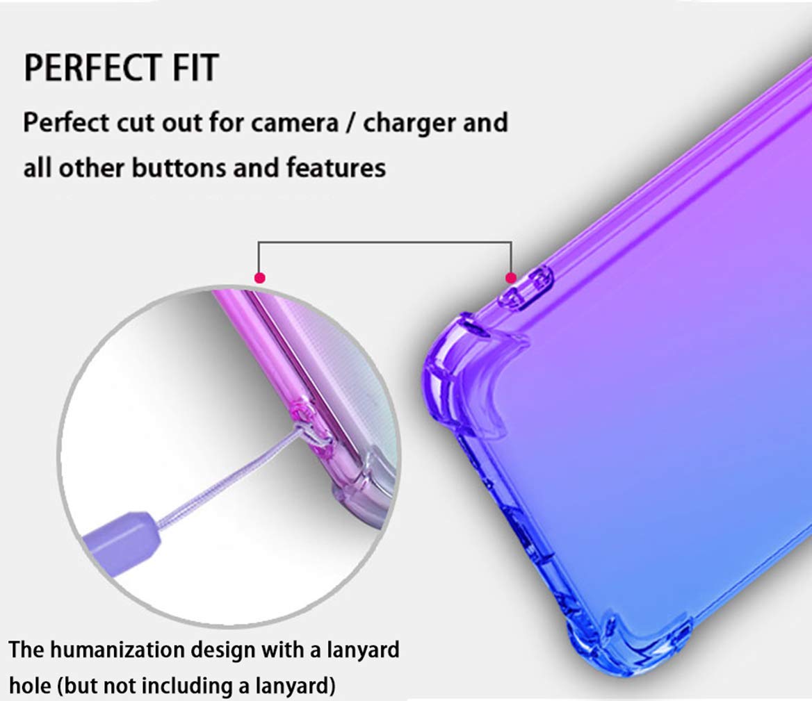 HAOYE Hoesje Voor Xiaomi Mi 10 5G-hoesje, Ultradun Kleurgradiënt, Kristalhelder, Anti-uitmodder Siliconen Zacht, Schokbestendig TPU + Versterkte Hoeken, Beschermend Telefoonhoesje (blauw/roze