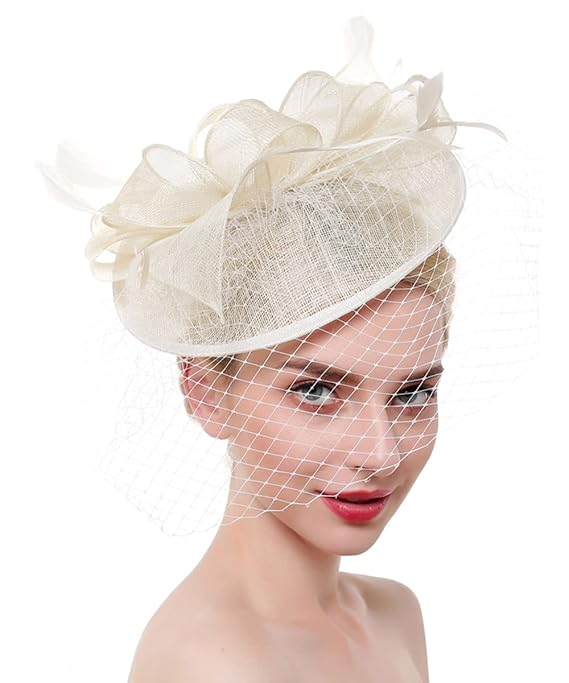 JWICOS Mesh Feathers Fascinator Headbands for Tea Party