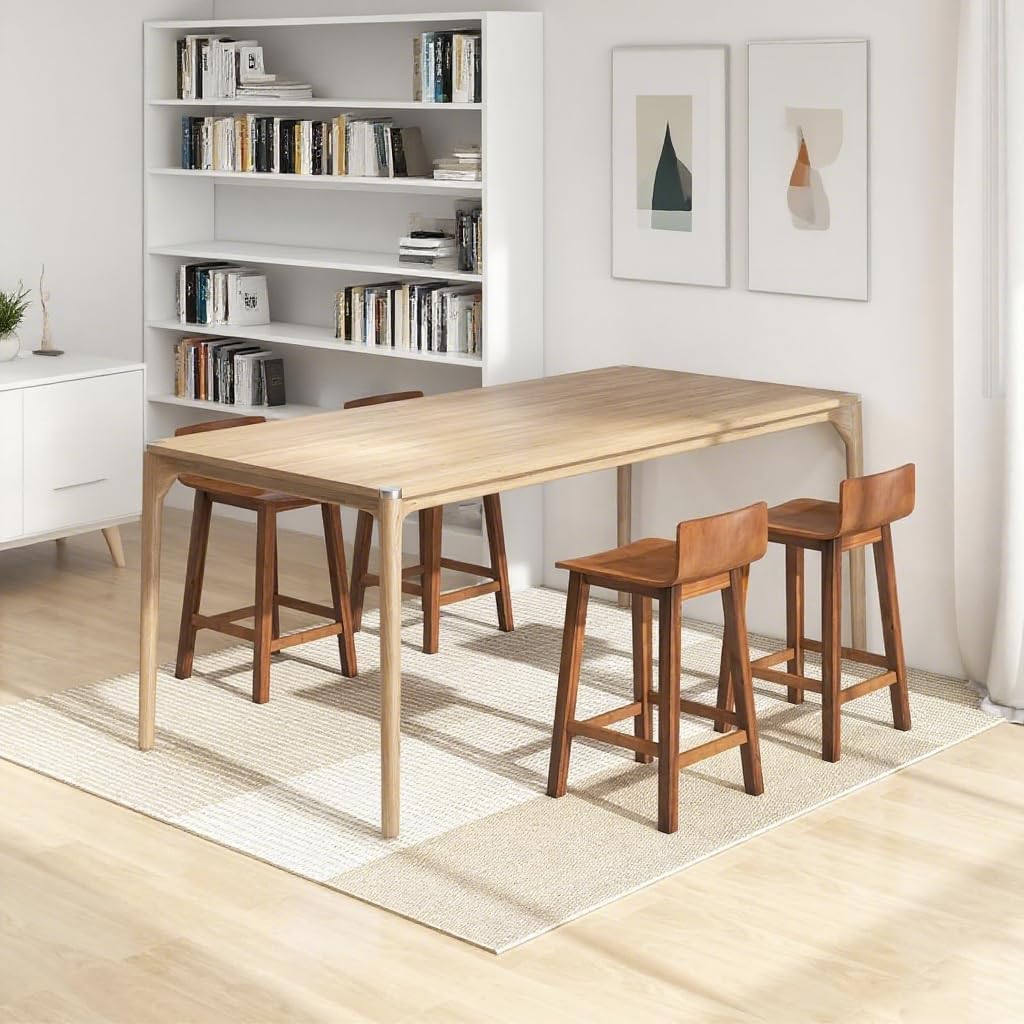 ERGOMASTER Wooden Bar Stools Set of 2, 24.5-inch Counter Height Barstools with Low Back for Kitchen Island, Dining Room, Brown