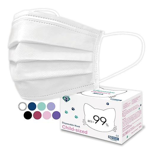 Medtecs - Mascarilla desechable cómoda y transpirable de 3 capas, 2 tamaños infantil y juvenil, gran opción de protección y salud, 50 unidades,