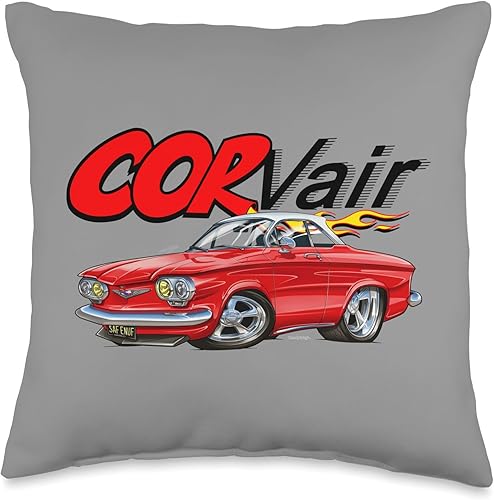 Miniatura 1 de FlatSix Graphics LLc Corvair Cartoon 1960 Monza Coupe Drawing Throw Pillow, 16x16, Multicolor