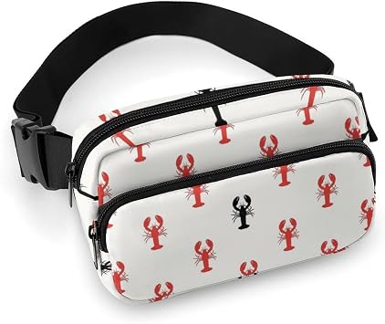 Crossbody Fanny Pack Red Lobsters Black Lobster Sports Waist Belt Bag Sling Chest Bag Fashion Waist Pack for Men Women