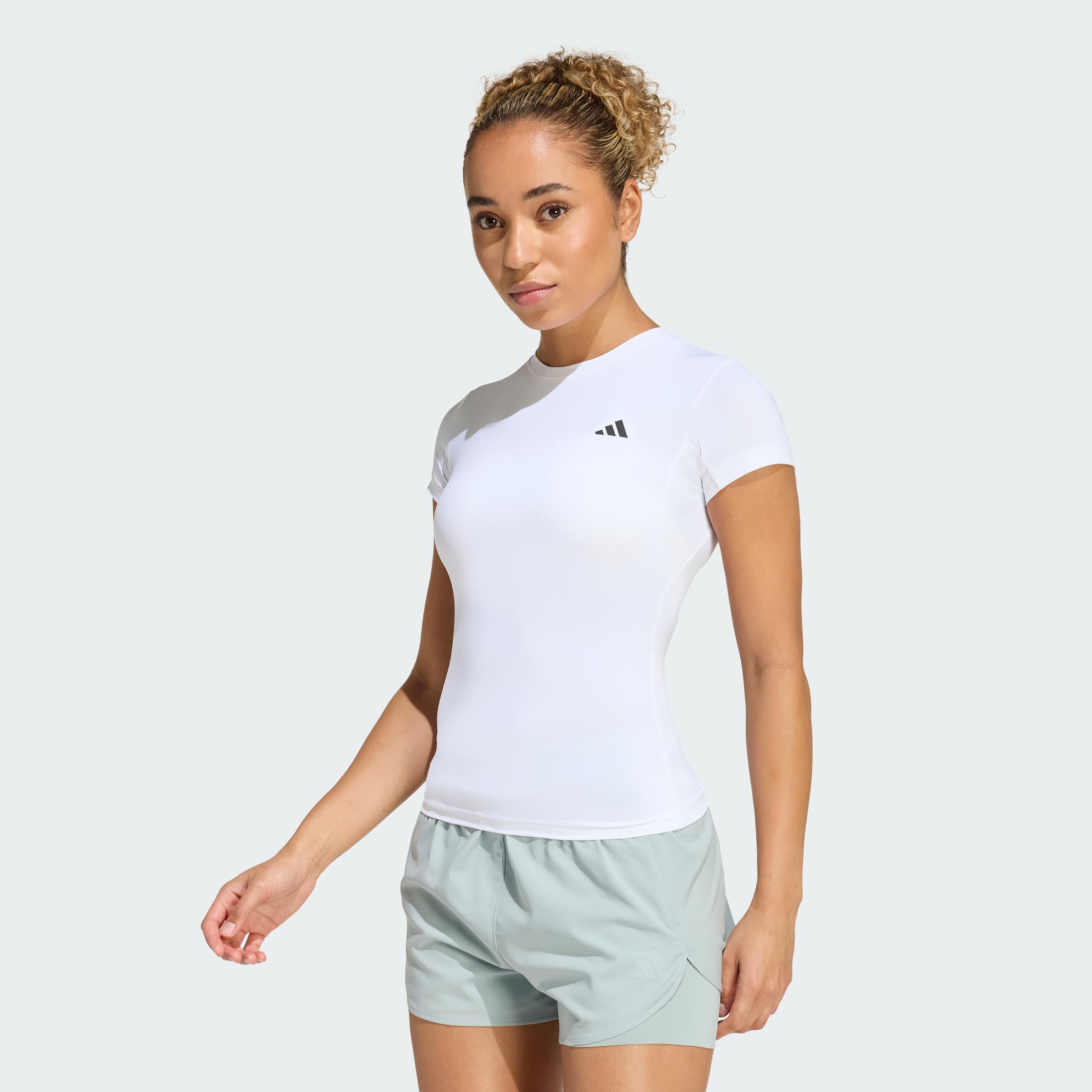 adidas Women's Power Essentials Workout Contour T-Shirt, White, XXS