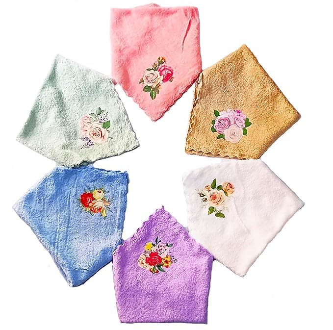 Women soft Handkerchief Rumal Hanky Hankies Soft Terry Towel Girls Women hankey Multicolor Girls Handkerchief pack of 6 Squre Shape Size 10 Inch X 10 Inch Model TR-21-image-32