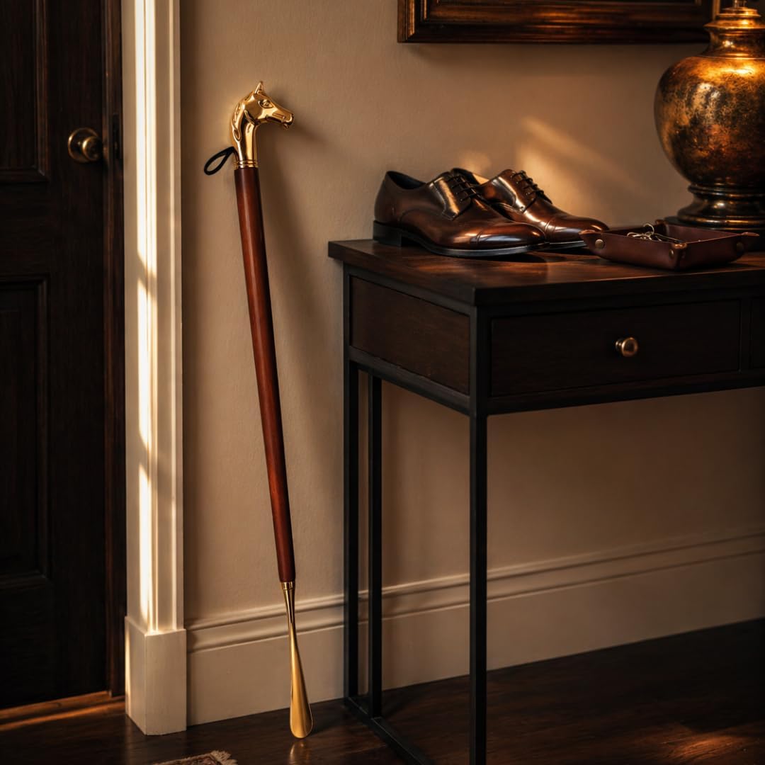 Caffrey Royal Touch Premium Wooden Shoe Horn - Durable, Elegant Long Handle Shoe Accessory for Effortless Use - Perfect for Seniors & Women’s Footwear, Timeless Design & Ideal Gift Choice