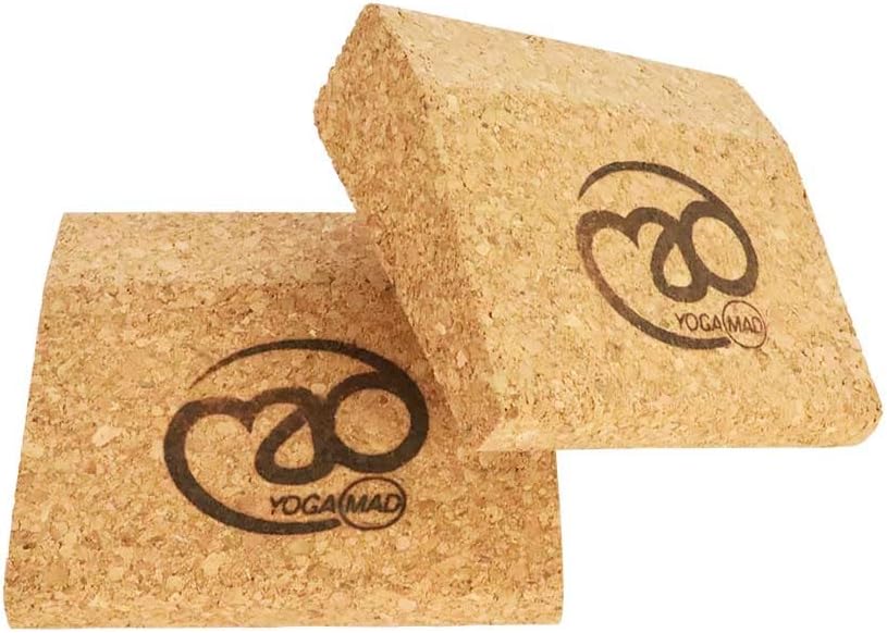 Yoga-Mad Yoga Wedge, Mini Pair of Cork Wedges, Pack of 2 Pocket Size Wedge Blocks, Eco Friendly Natural Material for Beginners and Professionals
