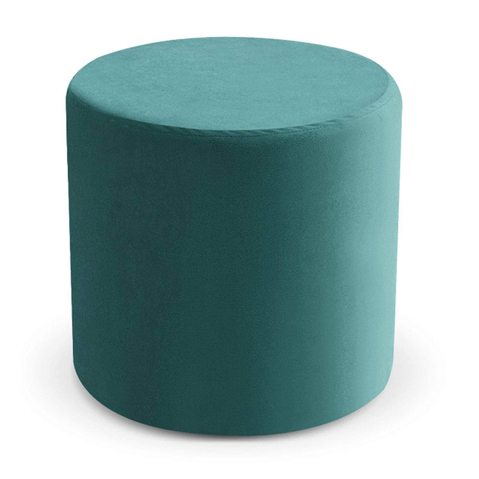 Pouf rond repose-pieds en velours vert 28cm petit meuble de salon