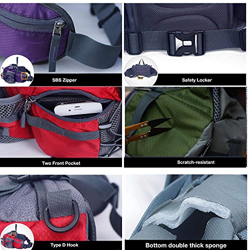 Multifunktionale Gürteltasche mit 2 Flaschenhalter Rucksack Umhängetasche Trinkgürtel Bauchtasche Militärstil Handyfach Wasserdicht Laufgürtel Hüfttasche für Wandern Reise Camping Radfahren